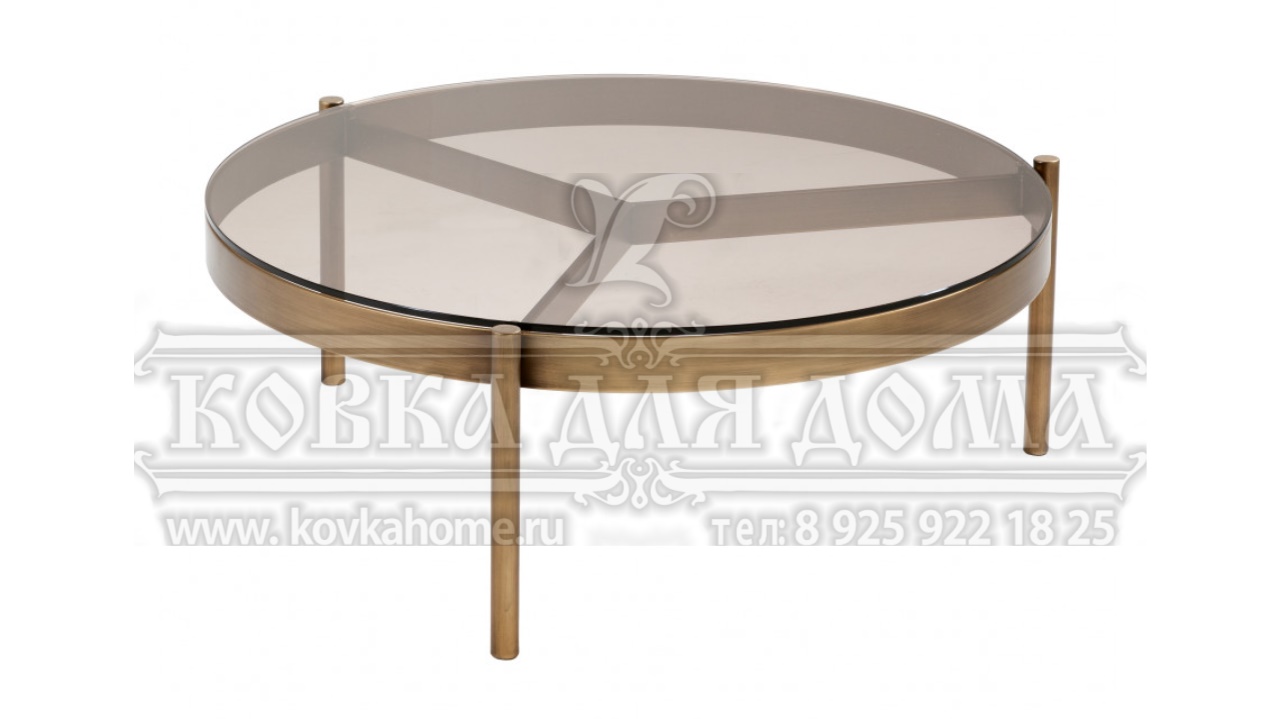 Металлический круглый столик, можно использовать как кофейный размеры 740х550мм, столешница стекло толщиной 10мм – торцы полированные