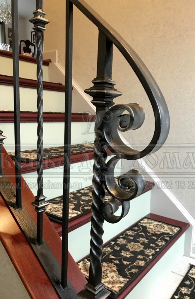 Кованые перила для лестницы с элементами ручной ковки заказать с монтажом в Москве и области по тел: +7 (916) 536-56-50