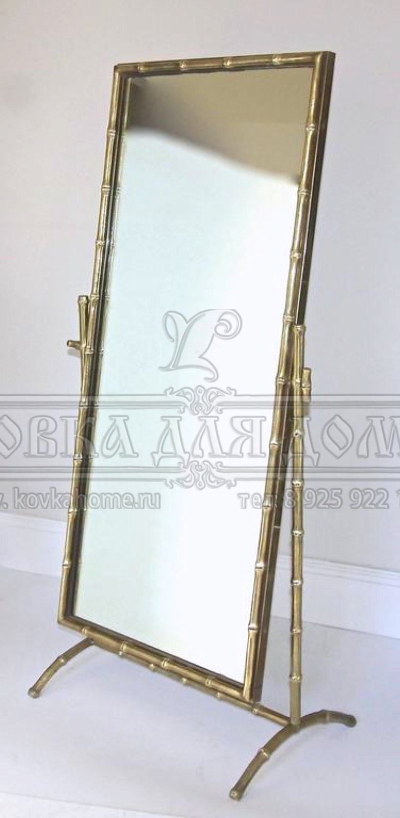 Зеркало напольное примерочное в стиле артдеко в декоративной стальной оригинальной раме, с кованым декором. Размер габаритный 1700х1000мм.