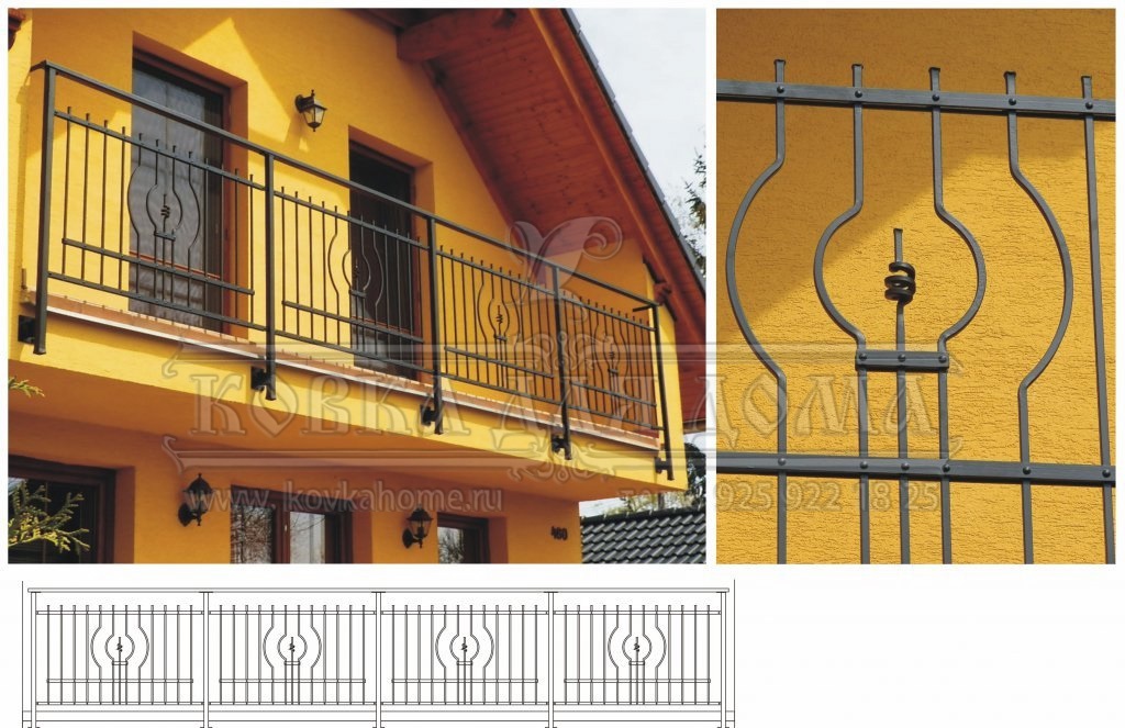Кованые балконы в стиле прованс с перилами художественной ковки.